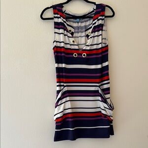 SANDIVA Striped Sleeveless Dress with Pockets